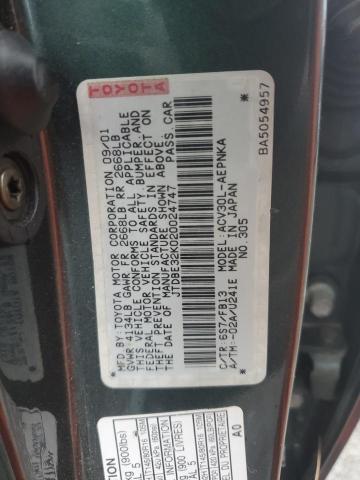 JTDBE32K020024747 - 2002 TOYOTA CAMRY LE Grün Foto 13
