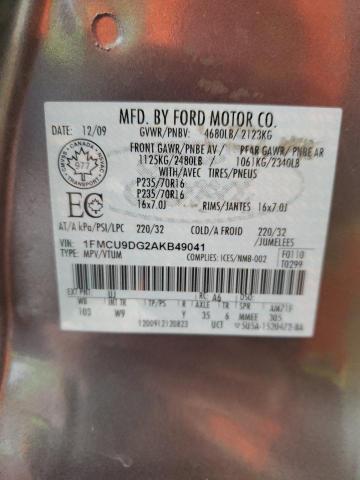 1FMCU9DG2AKB49041 - 2010 FORD ESCAPE XLT GRAY photo 14