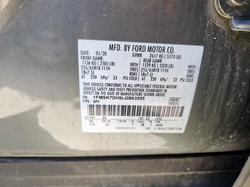 1FMSK7DH9LGB63555 - 2020 FORD EXPLORER XLT 银色 照片 13