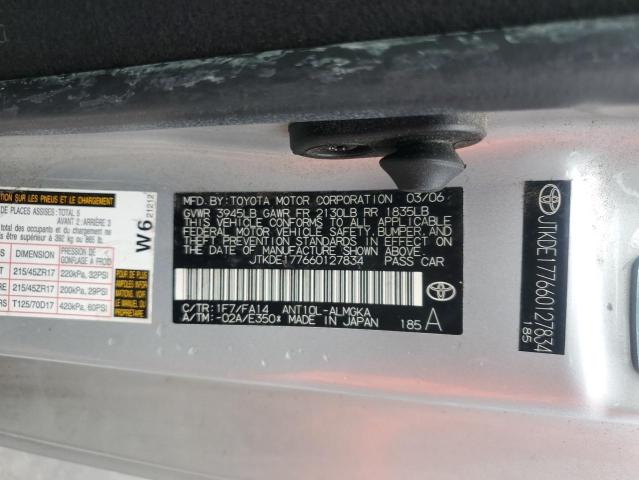 JTKDE177660127834 - 2006 TOYOTA SCION TC 银色 照片 12