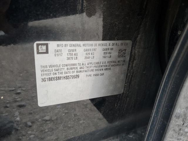 3G1BE6SM1HS579929 - 2017 CHEVROLET CRUZE LT أسود صورة 12