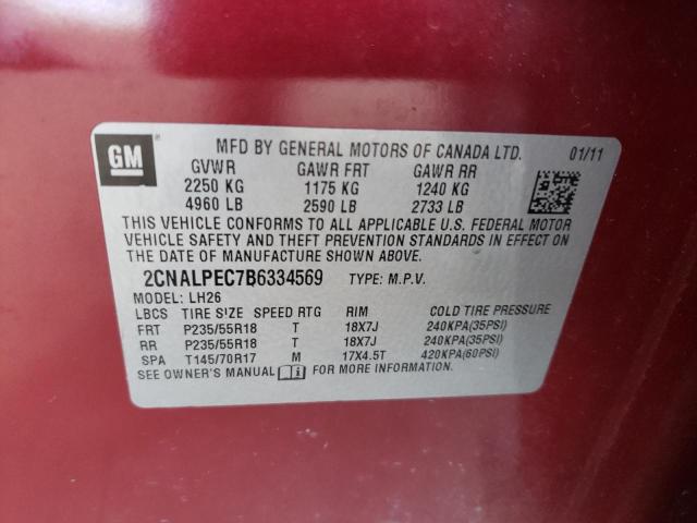 2CNALPEC7B6334569 - 2011 CHEVROLET EQUINOX LT 红色 照片 13