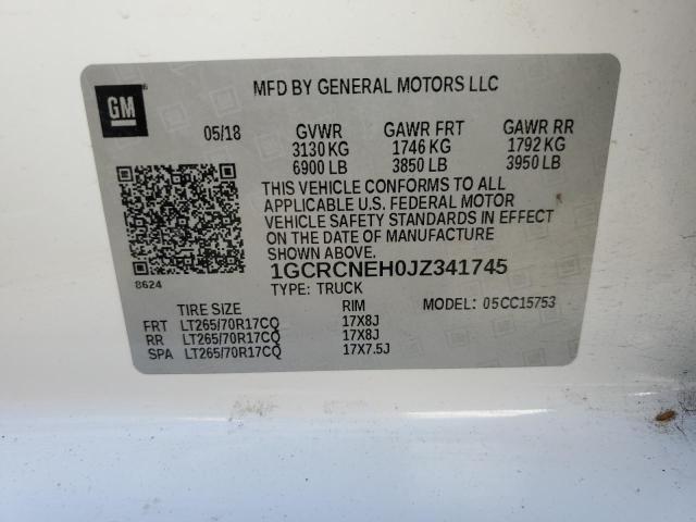 1GCRCNEH0JZ341745 - 2018 CHEVROLET SILVERADO C1500 თეთრი ფოტო 13