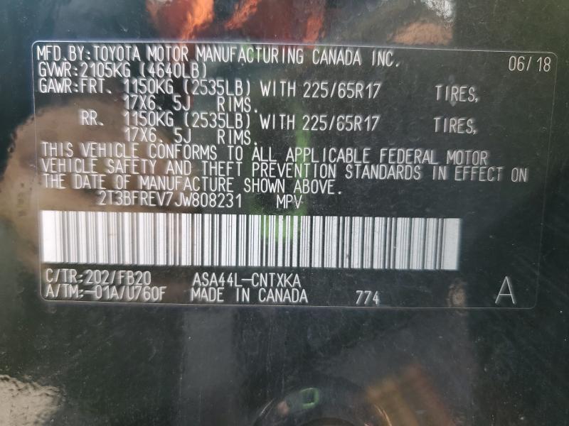 2T3BFREV7JW808231 - 2018 TOYOTA RAV4 LE Qara foto 13