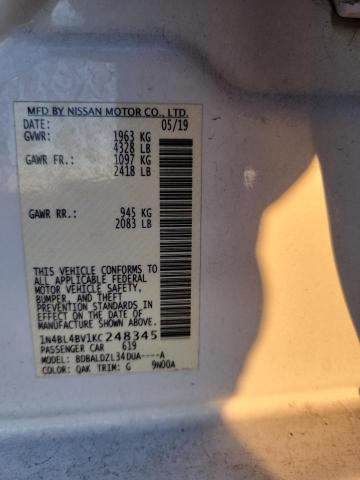 1N4BL4BV1KC248345 - 2019 NISSAN ALTIMA S Ağ foto 13