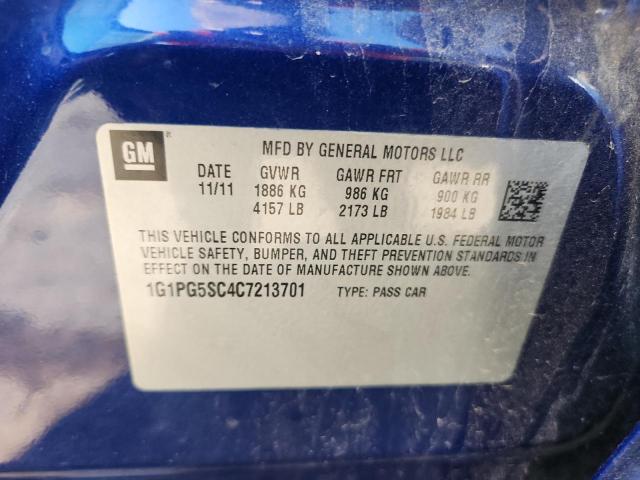 1G1PG5SC4C7213701 - 2012 CHEVROLET CRUZE LT BLUE photo 12