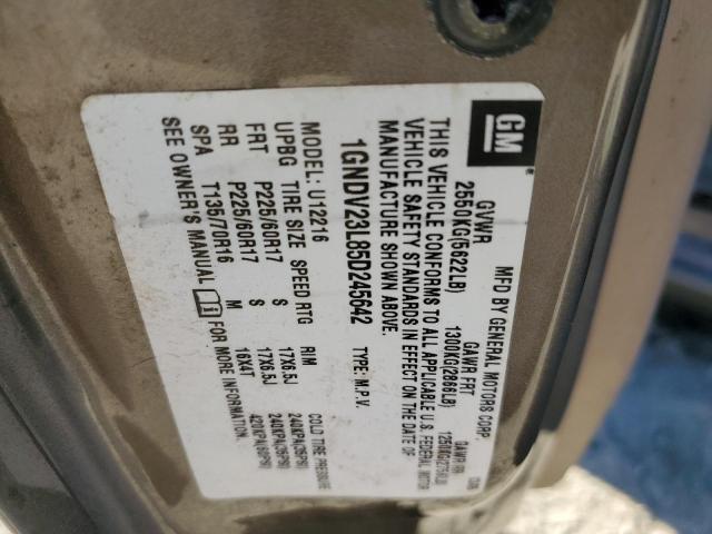 1GNDV23L85D245642 - 2005 CHEVROLET UPLANDER LS BEIGE photo 13