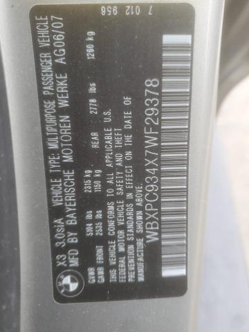 WBXPC934X7WF29378 - 2007 BMW X3 3.0SI GOLD photo 13