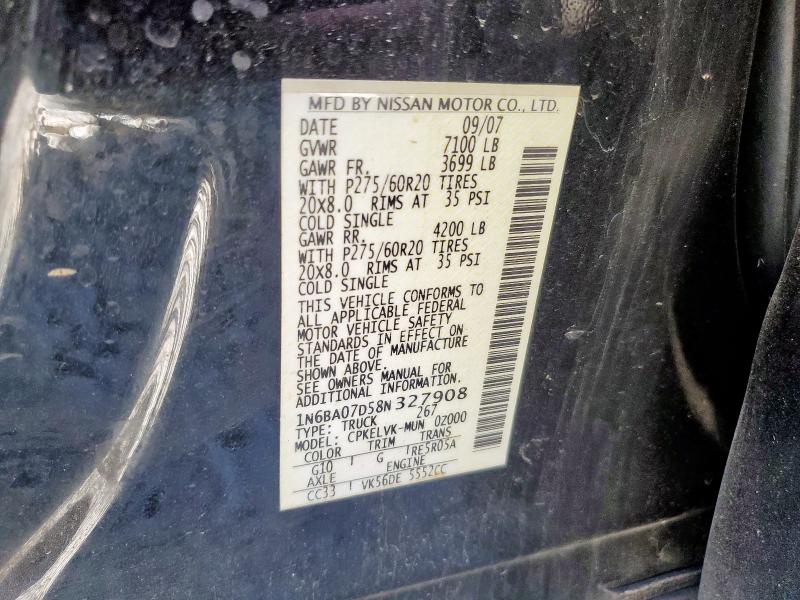 1N6BA07D58N327908 - 2008 NISSAN TITAN XE 黑色 照片 13