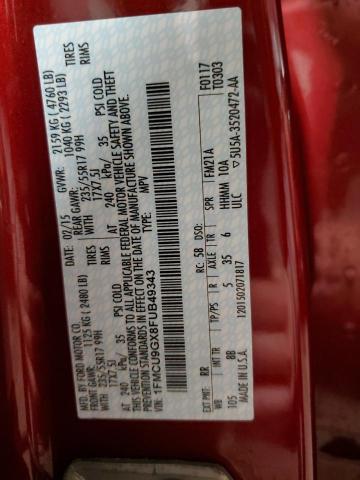 1FMCU9GX8FUB49343 - 2015 FORD ESCAPE SE 红色 照片 13