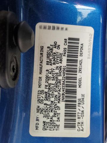 1NXBU4EE8AZ248561 - 2010 TOYOTA COROLLA BASE BLUE photo 12