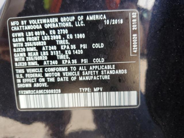 1V2MR2CA9KC508328 - 2019 VOLKSWAGEN ATLAS SEL BLACK photo 13