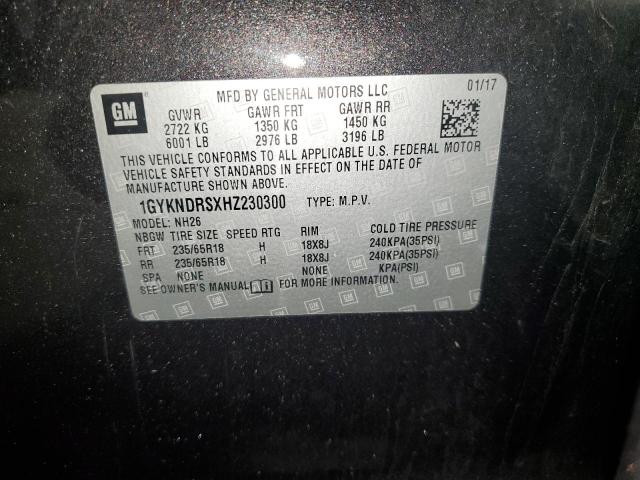 1GYKNDRSXHZ230300 - 2017 CADILLAC XT5 LUXURY GRAY photo 13