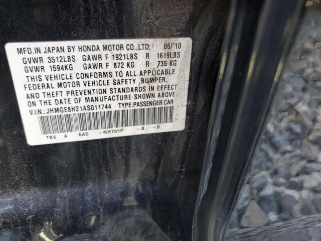 JHMGE8H21AS011744 - 2010 HONDA FIT შავი ფოტო 13