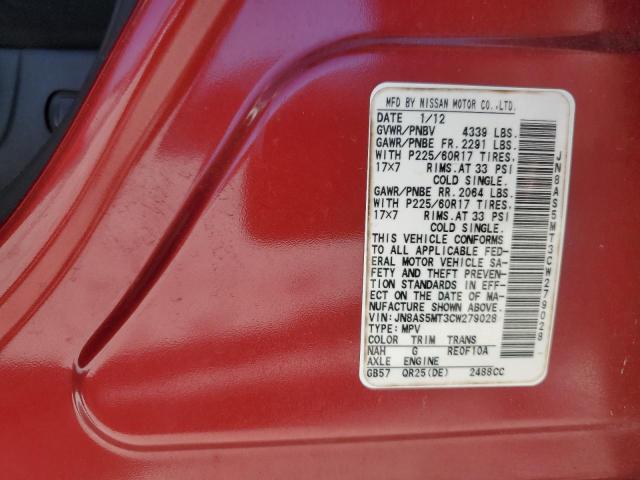 JN8AS5MT3CW279028 - 2012 NISSAN ROGUE S BURGUNDY photo 13