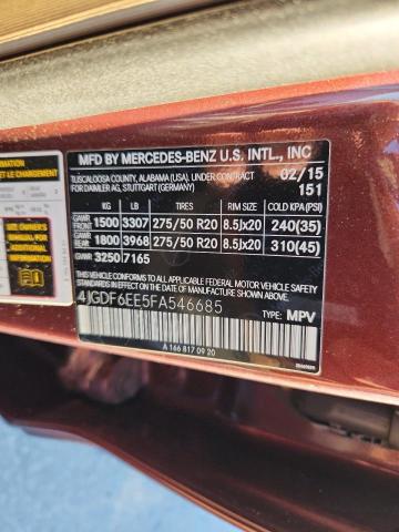 4JGDF6EE5FA546685 - 2015 MERCEDES-BENZ GL 450 4MATIC BROWN photo 13