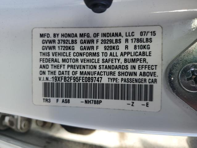 19XFB2F95FE089747 - 2015 HONDA CIVIC EXL თეთრი ფოტო 12