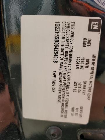 1G2ZF55B064254018 - 2006 PONTIAC G6 SE შავი ფოტო 13