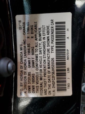2HGFC2F56JH535526 - 2018 HONDA CIVIC LX BLACK photo 13