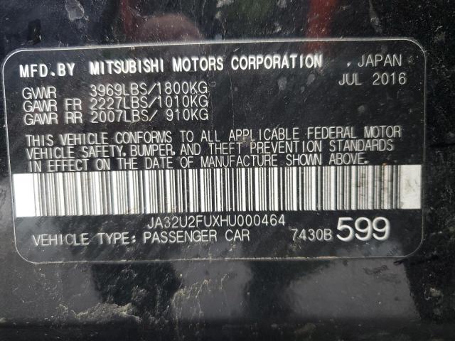 JA32U2FUXHU000464 - 2017 MITSUBISHI LANCER ES BLACK photo 12