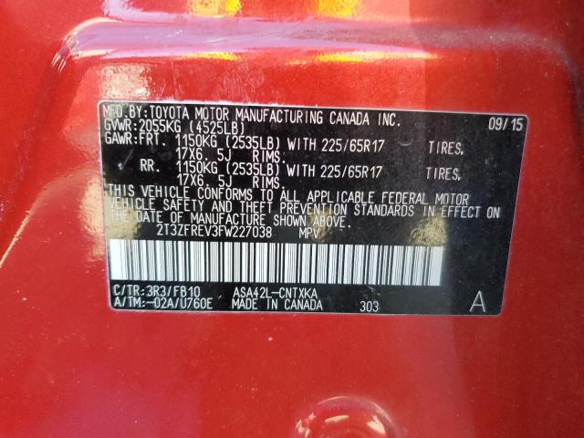 2T3ZFREV3FW227038 - 2015 TOYOTA RAV4 LE RED photo 13