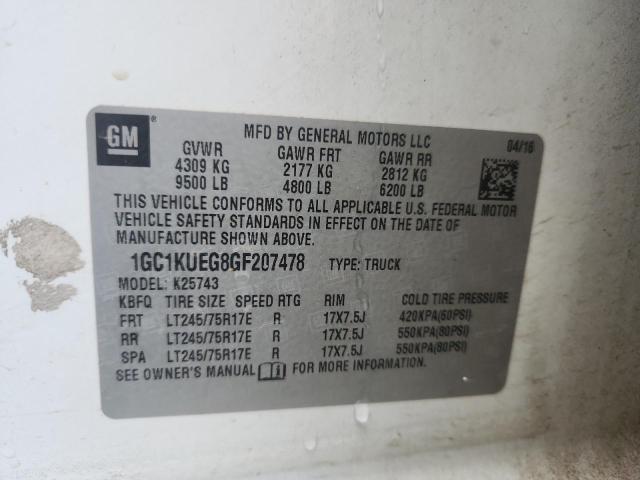 1GC1KUEG8GF207478 - 2016 CHEVROLET SILVERADO K2500 HEAVY DUTY WHITE photo 12