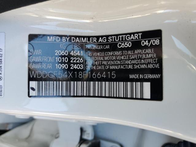 WDDGF54X18F166415 - 2008 MERCEDES-BENZ C 300 WHITE photo 12