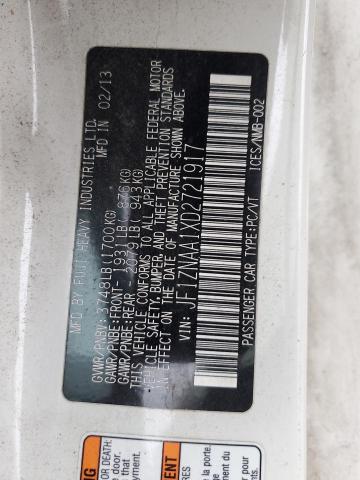 JF1ZNAA1XD2721917 - 2013 TOYOTA SCION FR-S WHITE photo 12