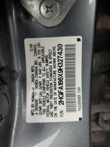 2HGFA166X9H327430 - 2009 HONDA CIVIC LX-S SILVER photo 13