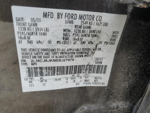 2LMDJ8JK8BBJ27979 - 2011 LINCOLN MKX BROWN photo 14