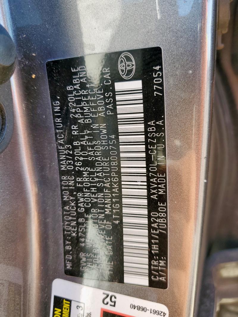 4T1G11AK6PU800754 - 2023 TOYOTA CAMRY SE NIGHT SHADE GRAY photo 12