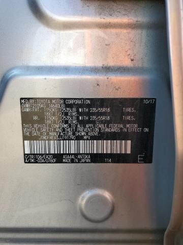 JTMDFREV3JJ191790 - 2018 TOYOTA RAV4 LIMITED SILVER photo 12