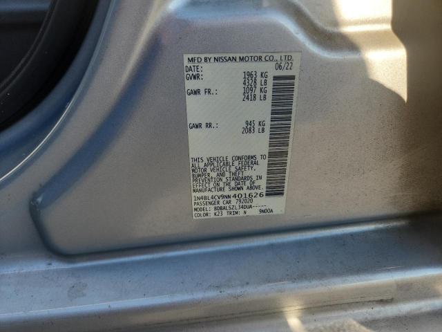 1N4BL4CV9NN401626 - 2022 NISSAN ALTIMA SR SILVER photo 13