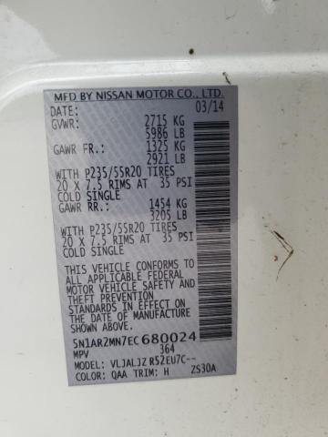 5N1AR2MN7EC680024 - 2014 NISS PATHFINDER S Blanc photo 13