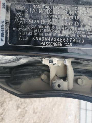 KNADM4A34E6379625 - 2014 KIA RIO LX BLACK photo 12