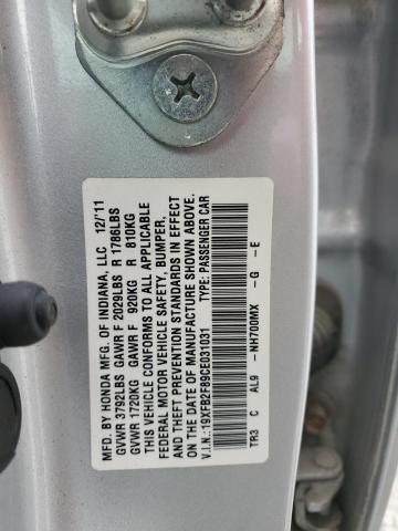 19XFB2F89CE031031 - 2012 HONDA CIVIC EX SILVER photo 12