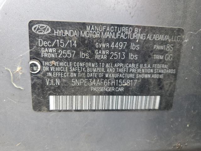 5NPE34AF6FH155817 - 2015 HYUNDAI SONATA SPORT 银色 照片 12