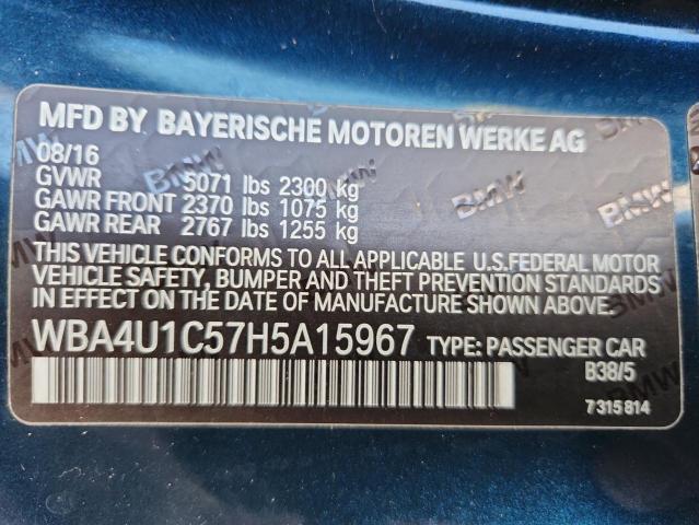 WBA4U1C57H5A15967 - 2017 BMW 440XI WHITE photo 13