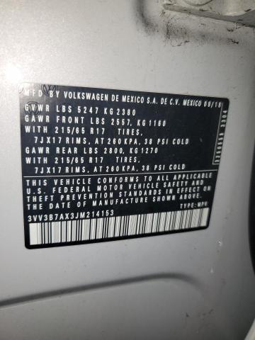 3VV3B7AX3JM214153 - 2018 VOLKSWAGEN TIGUAN SE ნაცრისფერი ფოტო 14