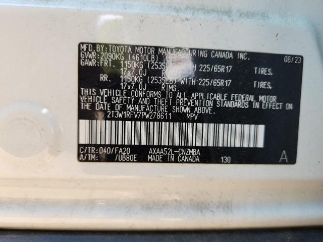 2T3W1RFV7PW278611 - 2023 TOYOTA RAV4 XLE თეთრი ფოტო 14