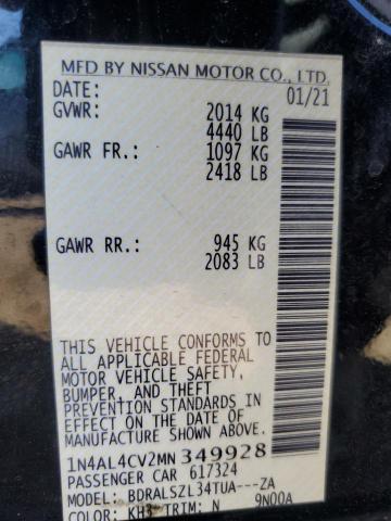 1N4AL4CV2MN349928 - 2021 NISSAN ALTIMA SR შავი ფოტო 12