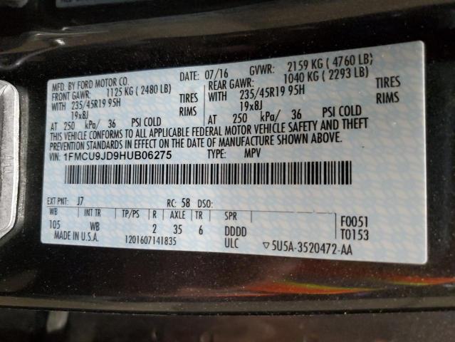 1FMCU9JD9HUB06275 - 2017 FORD ESCAPE TITANIUM Grau Foto 13