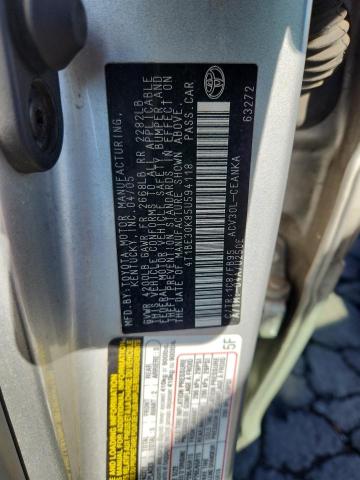 4T1BE30K85U594118 - 2005 TOYOTA CAMRY LE ვერცხლისფერი ფოტო 12