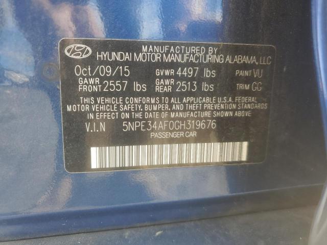 5NPE34AF0GH319676 - 2016 HYUNDAI SONATA SPORT BLUE photo 12