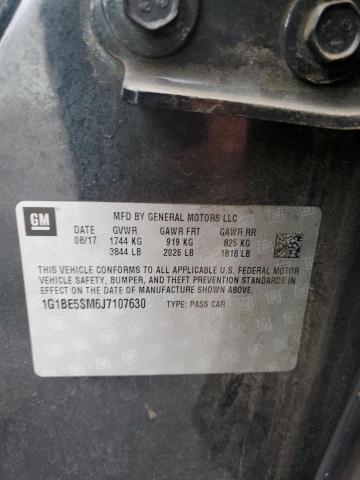 1G1BE5SM6J7107630 - 2018 CHEVROLET CRUZE LT ნაცრისფერი ფოტო 12