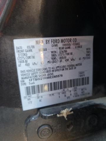 1FTSW21R88ED85578 - 2008 FORD F250 SUPER DUTY გრაფიტი ფოტო 12