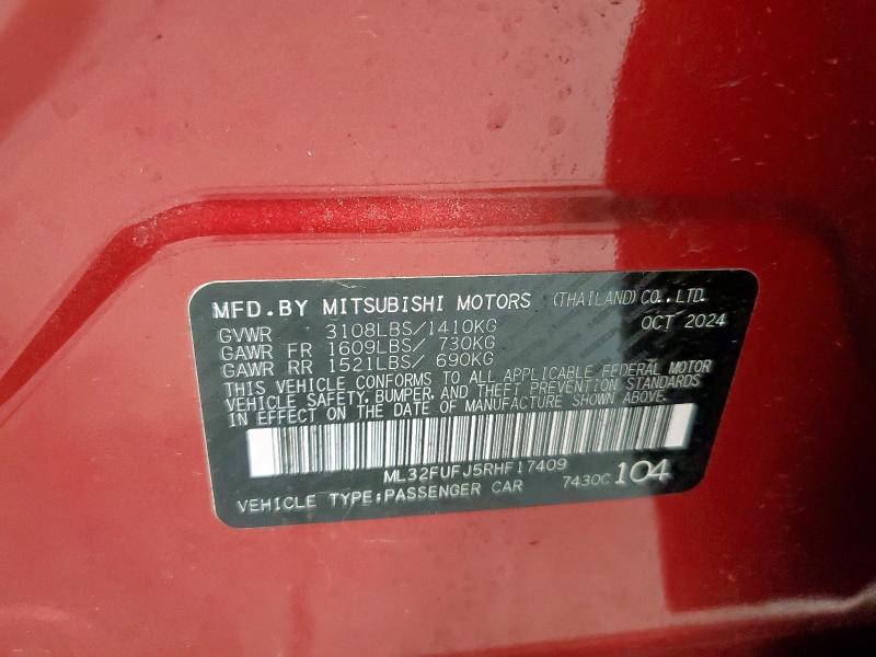 ML32FUFJ5RHF17409 - 2024 MITSUBISHI MIRAGE G4 ES RED photo 12
