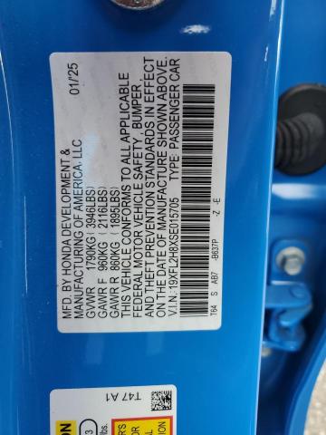 19XFL2H8XSE015705 - 2025 HONDA CIVIC SPORT BLUE photo 14