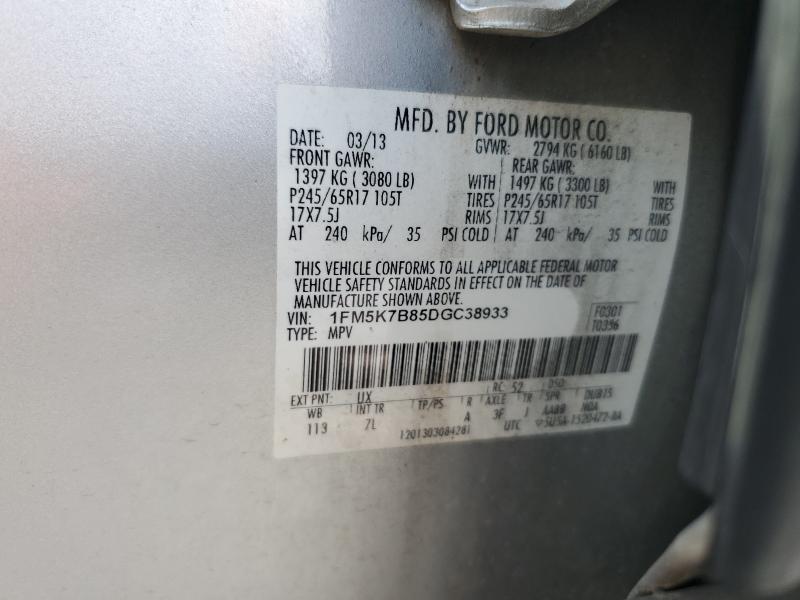 1FM5K7B85DGC38933 - 2013 FORD EXPLORER Gümüş fotoğraf 13