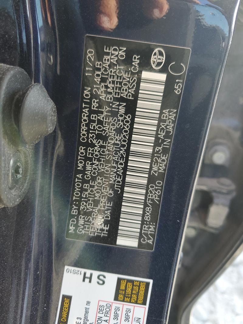 JTDEAMDE2MJ020606 - 2021 TOYOTA COROLLA LE BLUE photo 13